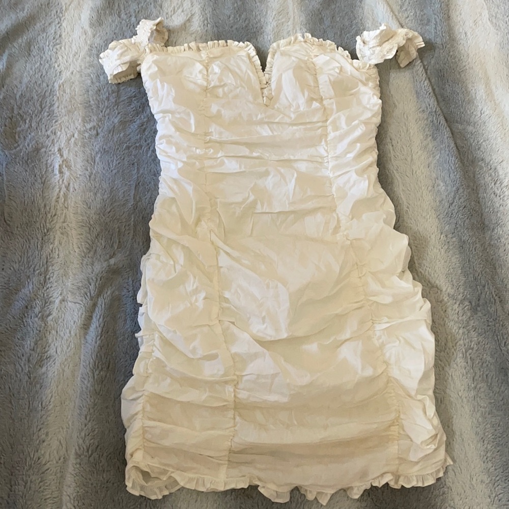 White ruched dress